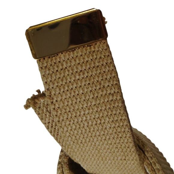39" x 1-1/4" Khaki Web Belt – No Buckle, Brass Keeper End, EUC - Picture 3 of 4